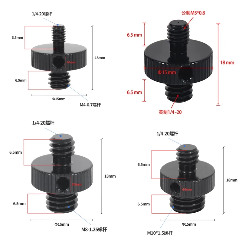 1/4 bis 3/8 M4 M5 M6 M8 M10 Kamera Umwandlung Schraube Adapter Außenschraube Verstärkt für Insta360 für GoPro Motorrad Fahrrad Halterung – Detail 1