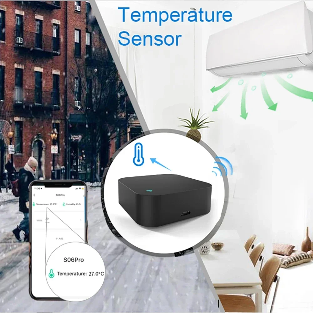 Tuya Smart IR Remote Control Built-in Temperature and Humidity Sensor for Air Conditioner TV DVD AC Works with Alexa,Google Home