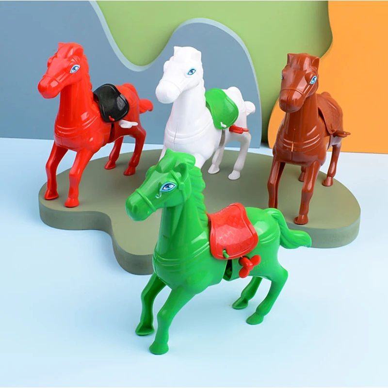 Childhood Nostalgia Toys Cute Simulation Horse Wind-up Walking Toys Children's Puzzle Toys Funny Clockwork Jumping Horse Toys