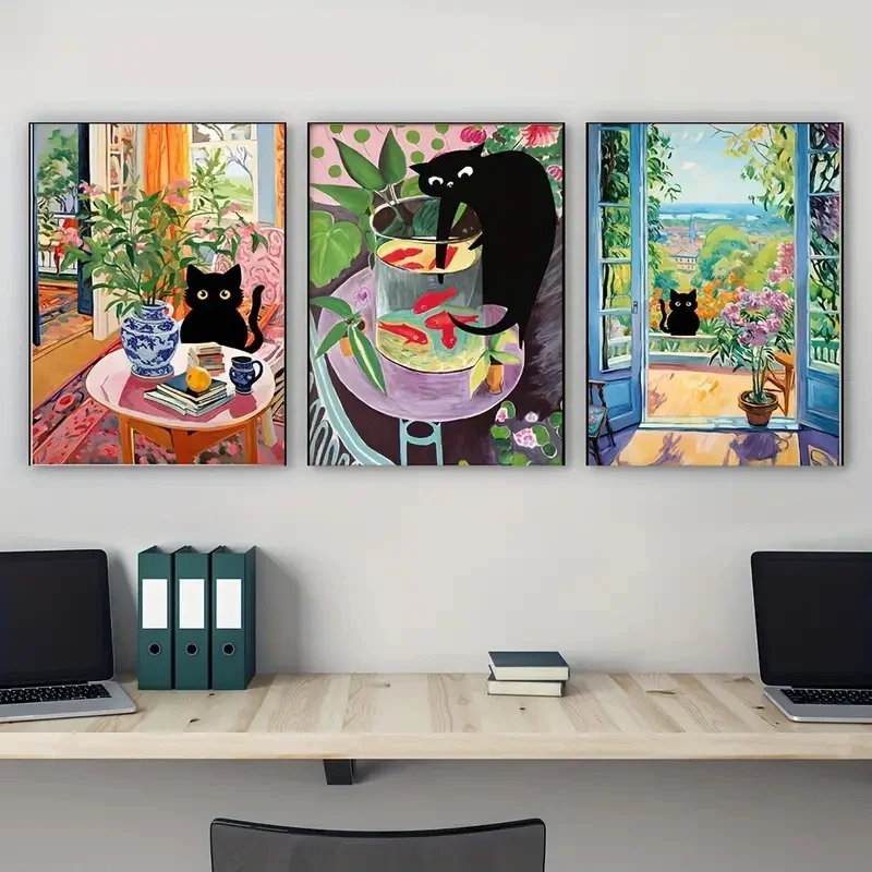 الحديثة هنري ماتيس القط طباعة ملصق الرسم على لوحات القماش الجدارية الفن لغرفة المعيشة كوادروس غرفة نوم مكتب ديكور تتحرك هدية