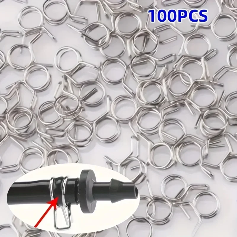100pcs 1/4-inch Stainless Steel Irrigation Clips Heavy-duty Rust-proof Hose Connectors Farm to Garden Leak Repair Kit