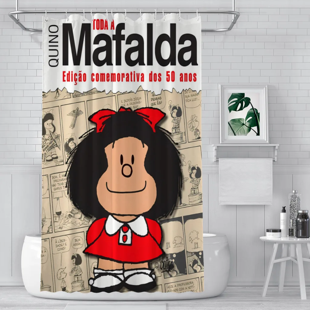 Manga Art Bathroom Shower Curtains Mafalda Miguelito Comic Waterproof Partition Curtain Funny Home Decor Accessories