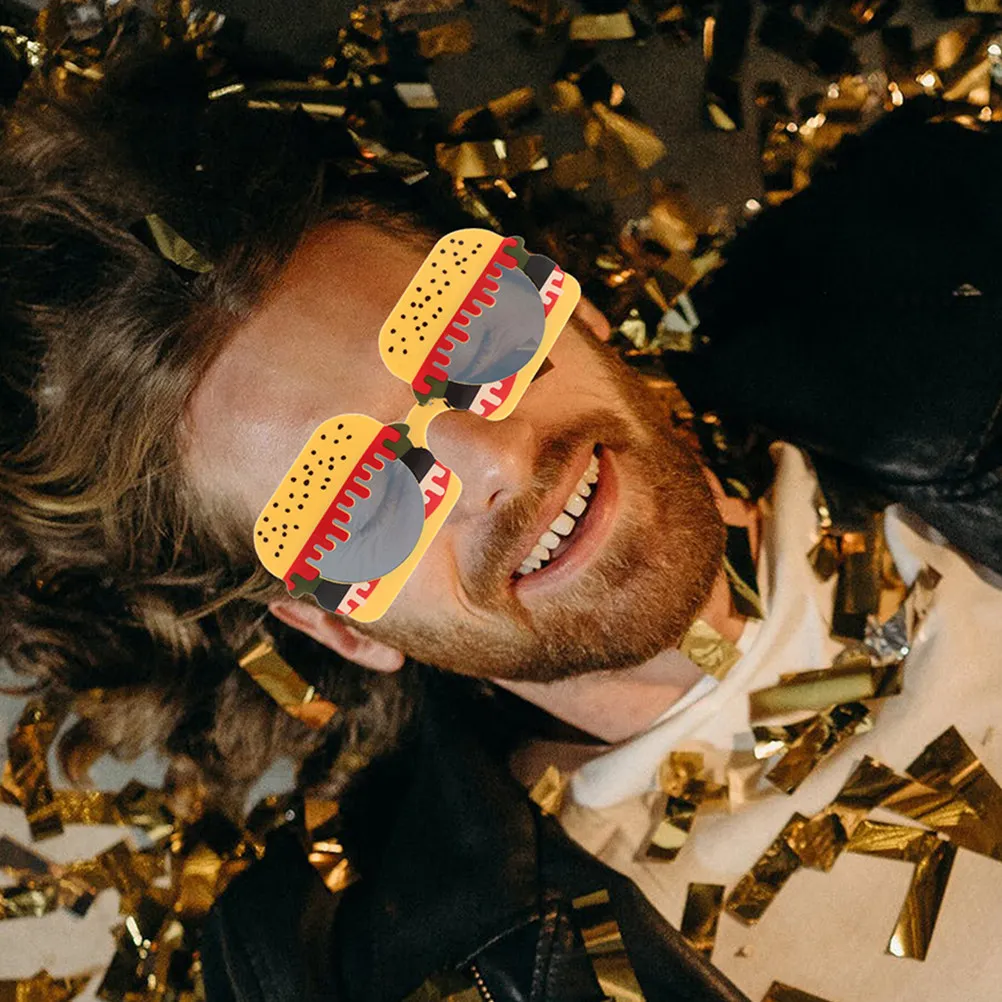 3Pcs Fast Food Novelty Sunglasses Hot Dog Fun Party Eyeglasses Comfortable Universal Fit for Carnival Photo Booth