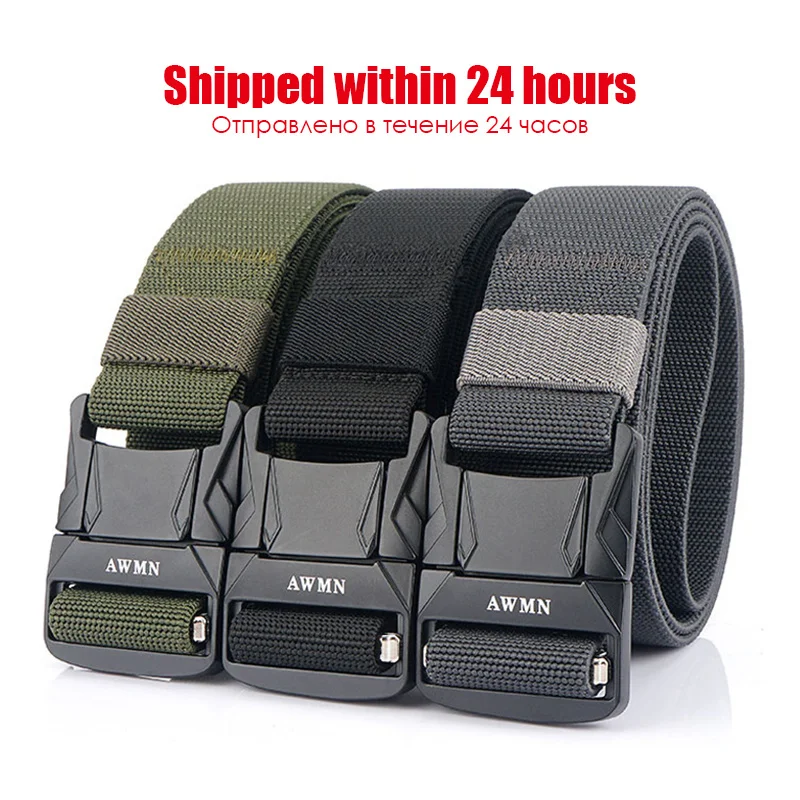 Stretch Tactical Belts For Men Anti-Rust Metal Quick Release Buckle Outdoor Work Sports Belt 1200D Real Nylon Jeans Belt