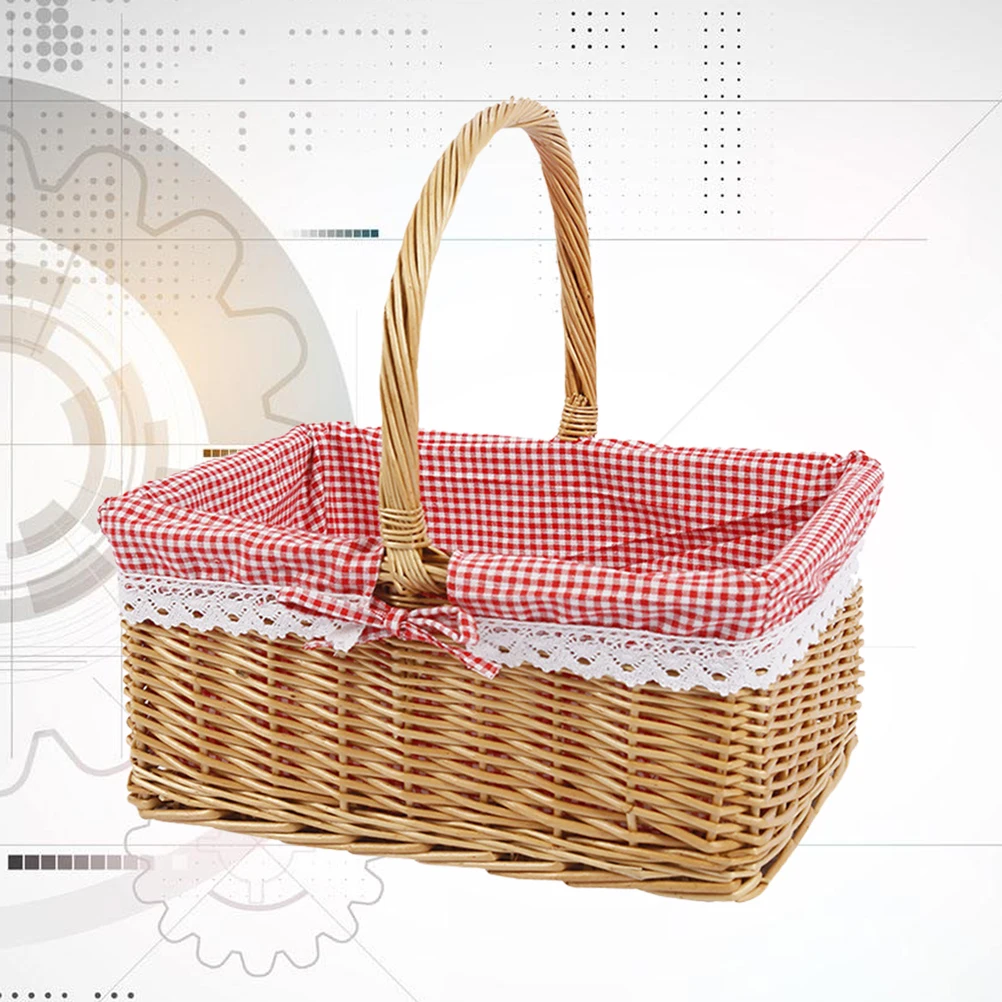 

Creative Rattan Woven Basket Durable Safe Storage Snacks Desserts Pink Bamboo Decorative Home Party Wedding Picnic Flower