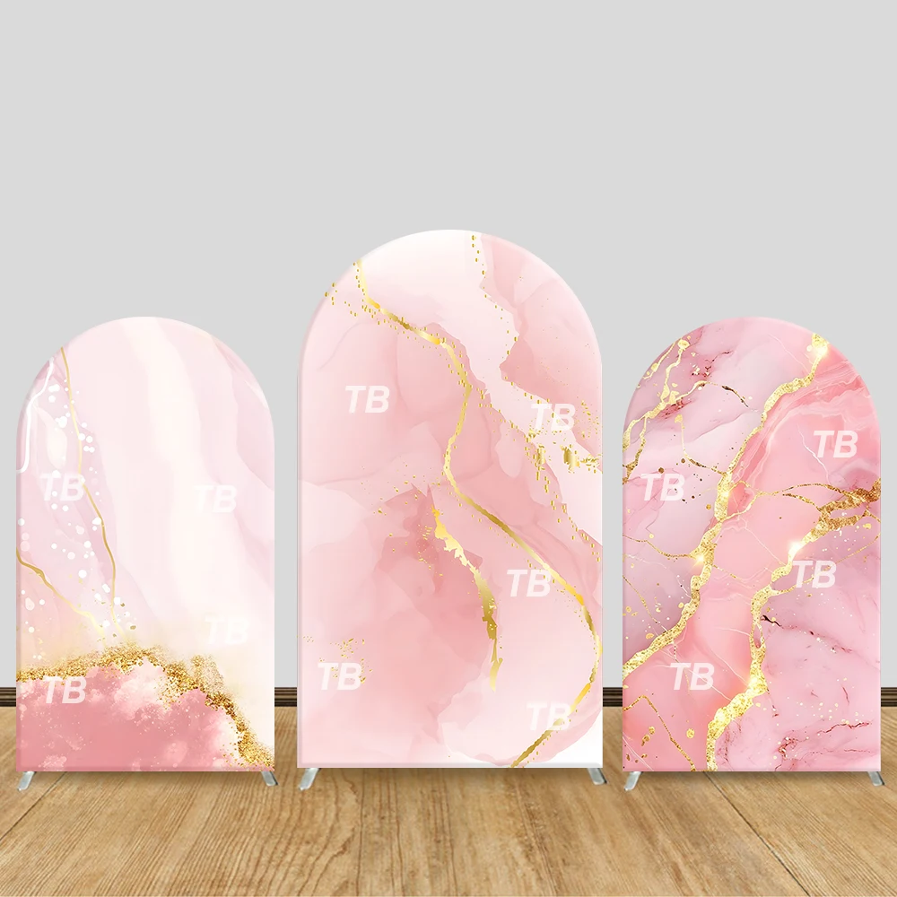 

Pink Gold Marble Arch Backdrop Cover Luxury Party Decor Photo Booth Background Supplies