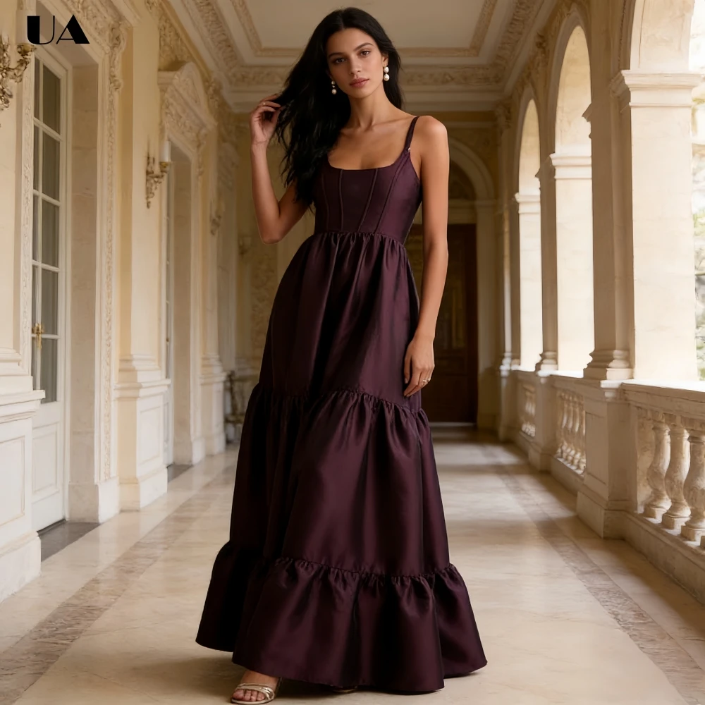 

Элегантное атласное вечернее платье ULBYANRY без рукавов, А-силуэт, с квадратным вырезом, на шнуровке, с оборками, винтажное, для выпускного вечера, на заказ