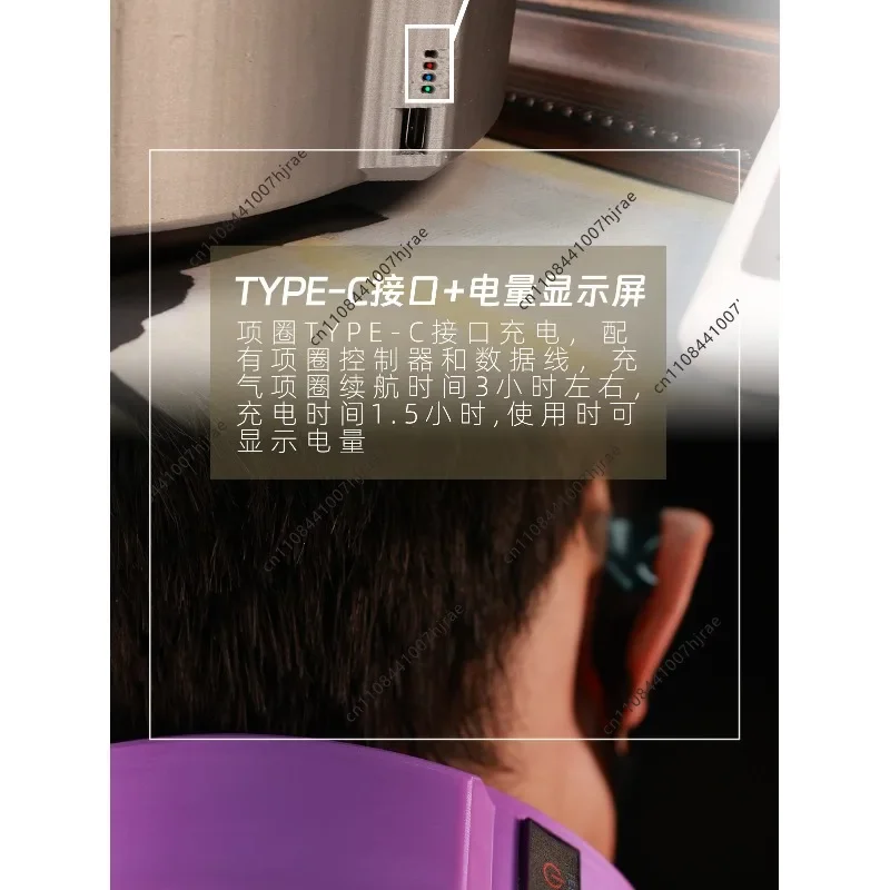 Remote Control Compression Latex Inflatable Electric Collar Type C Charging LED Fluorescent Color Changing