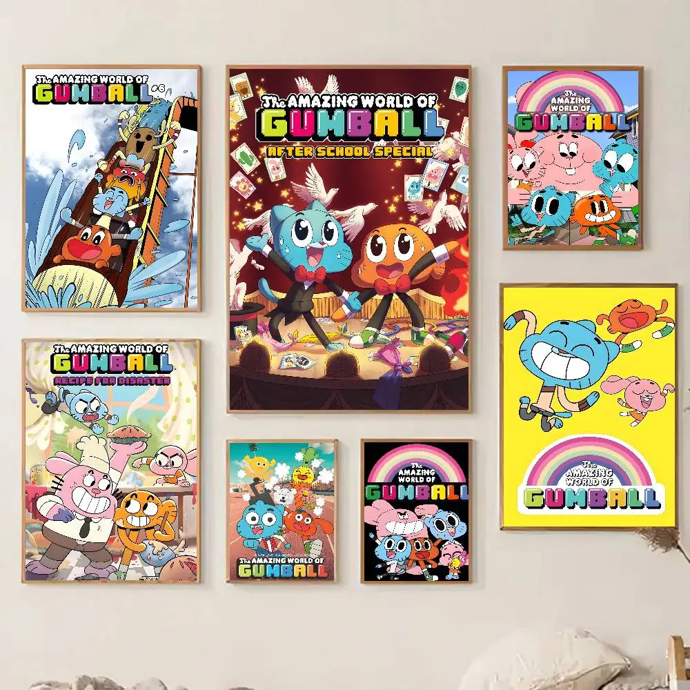 Cartoon The Amazing World Of Gumball Poster Sticker Print Waterproof Wall Art For Living Room Bedroom Home Decor