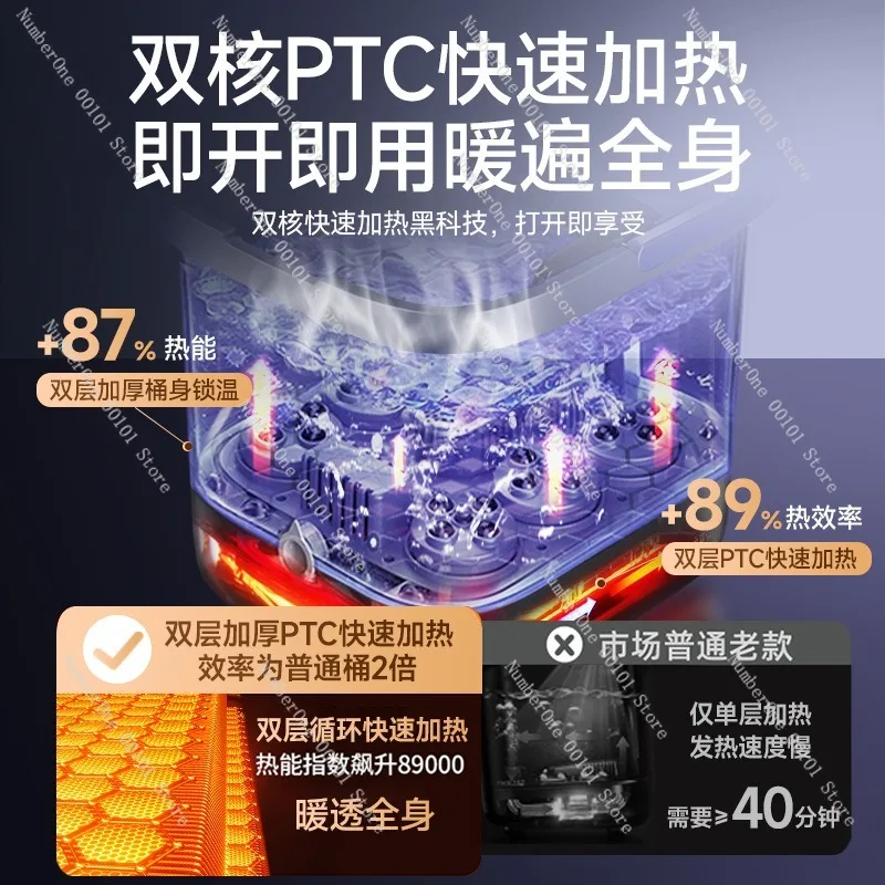 Heated Constant Temperature Electric Foot Bath Bucket Deep Soaking Barrel Full Automatic Massage Foot Spa Basin