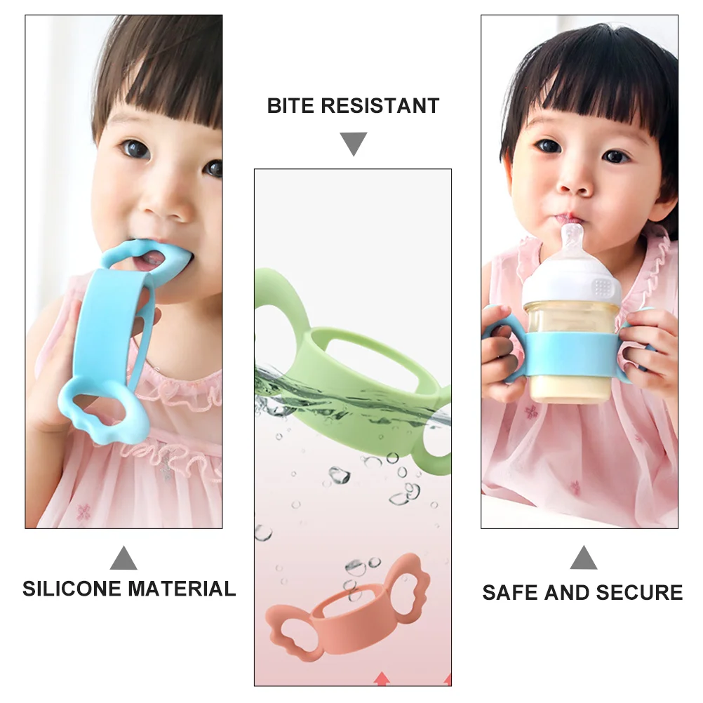 2 Pcs Infant Milk Bottle Handle Square Toddler Bottles for Toys Kids Handles Silica Gel Durable Mother