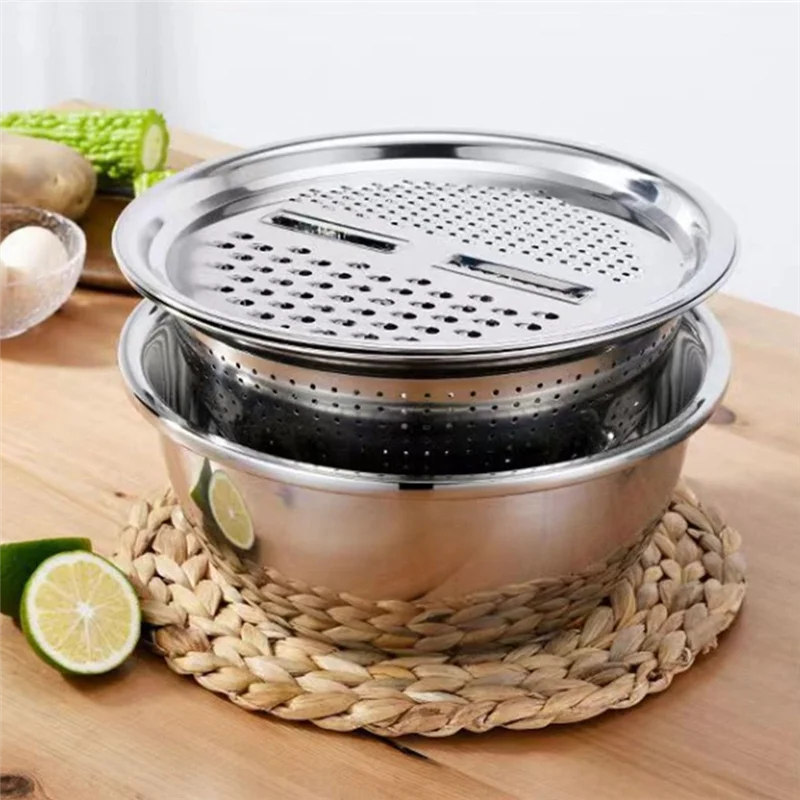 

CQMF-Stainless Steel Basin For Kitchen – Multi-Functional Drain Basket For Vegetables And Fruits