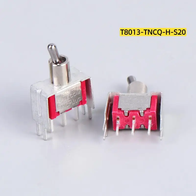 1/3Pcs T8013-TNCQ-S20 Toggle Switch T80-T Series Vertical Right Angle 3Pin ON-ON 2 Position Button With Bracket