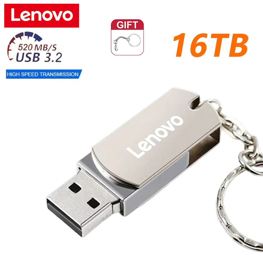 Lenovo 16TB USB 3.2 Flash Drives High Speed Transfer Metal Pendrive Memory Card Pendrive Flash Disk Memoria Waterproof Stick New