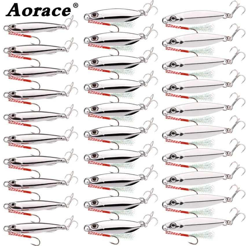 30pcs Metal Jig Bait 15g 20g 30g 40g Mackerel Artificial Hard Fishing Lure Sinking Far Casting Jigging Bait Spoon Spinnerbait