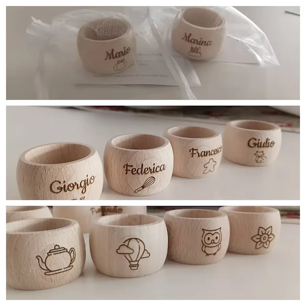 

Personalized 5Pcs Wedding Wooden Napkin Ring Banquet Table Decoration Elegant and Unique Tableware Accessory Bridal Shower Gifts