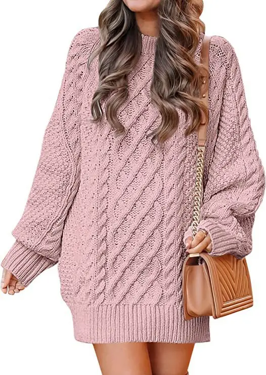 New Knitted Women's Pullover Sweater Loose Fit Half Polo/turtle Neck Solid Color European American