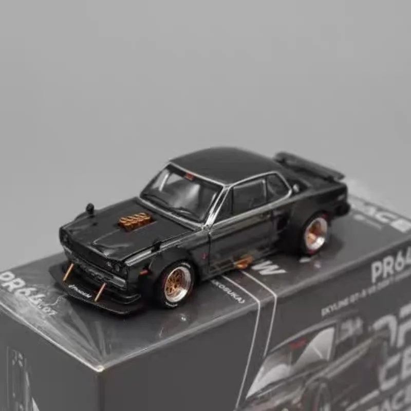PopRace Diecast 1/64 Scale Nissan GT-R Car Model Skyline KGC10 Alloy Vehicles LBWK Toys for Boys Original Box