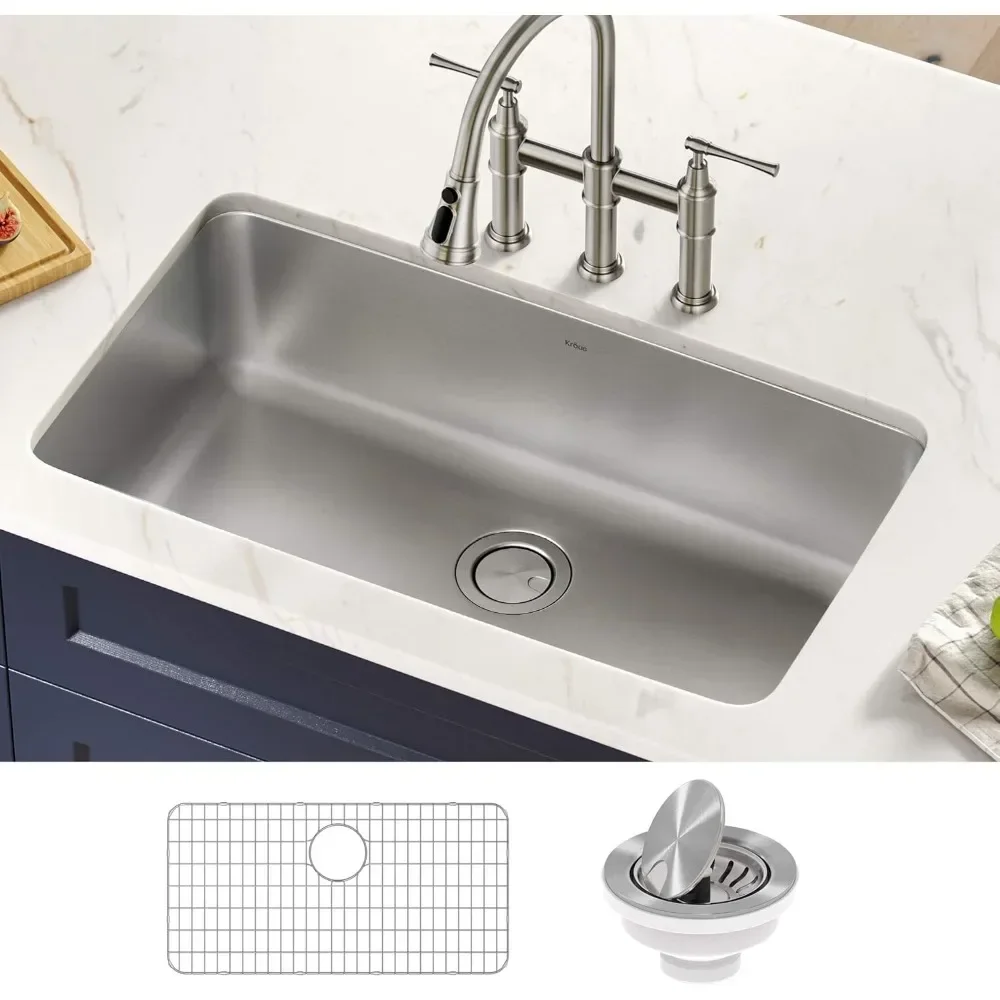 33-inch Undermount 16 Gauge Stainless Steel Single Bowl Kitchen Sink