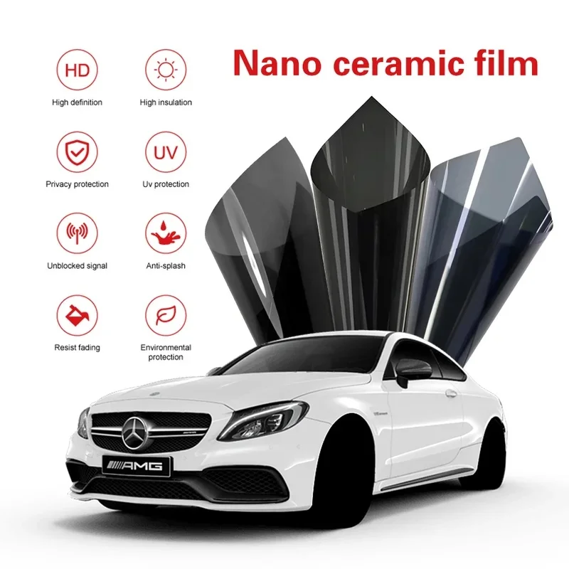 1mX7m VLT05%-75% High Definition Front Windshiled Rear Windndow Film Car Tinted Film IR99% Solar Protection Nano Ceramic Window