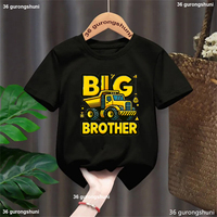 Big Brother Truck Tshirt Boys Brother Family Matching Clothes Engineering Truck Print Boys T-Shirt Kids Short Sleeve Tee Sibling