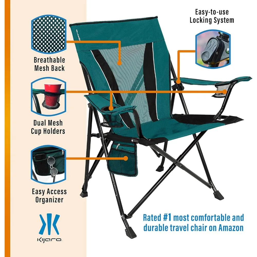 Cadeira dobrável durável com trava dupla para aventuras ao ar livre - suporta 400 libras