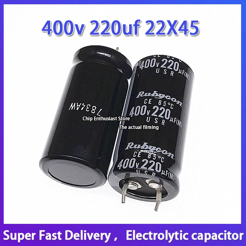 

2PCS Rubycon imported aluminum electrolytic capacitor 400v 220uf 22X45 Ruby capacitor usr 85 degrees