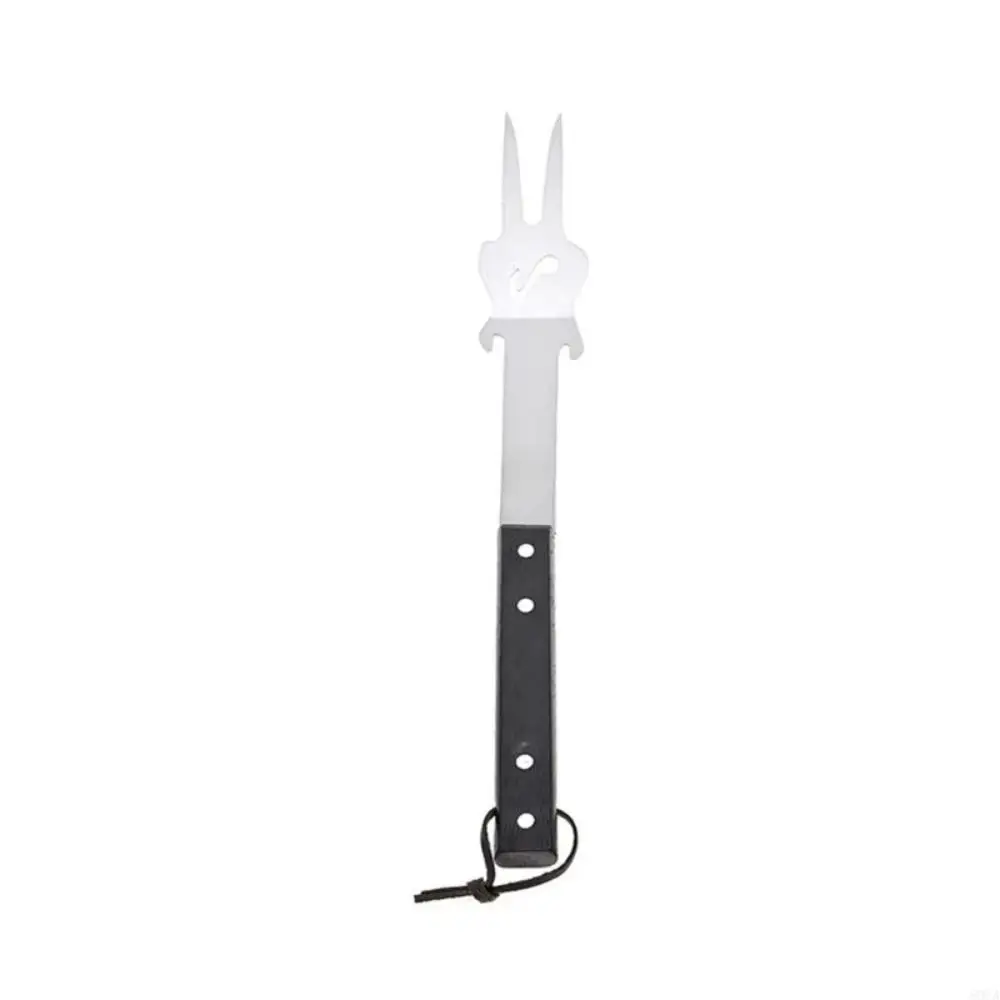 

Stainless Steel Grilling Tool Set Wooden Handle Combination BBQ Shovel Fork Clamp Easy Draining Comfortable Grip