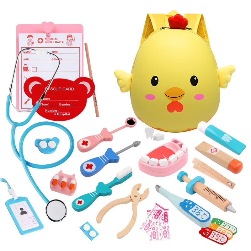 Conjunto de brinquedos simulados para pequeno médico, mochila para meninas, caixa médica, injeção, enfermeira, menino, criança, brincar em casa, estetoscópio