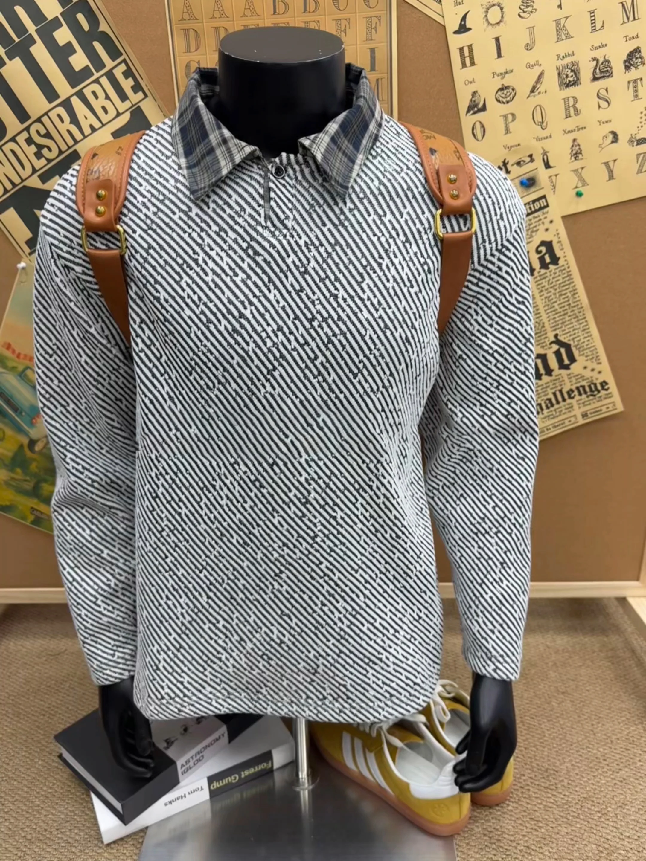 

Мужская осенняя толстовка с длинным рукавом, вязаная куртка, плотная, в клетку, с лоскутными вставками, приталенная, повседневная, из полиэстера