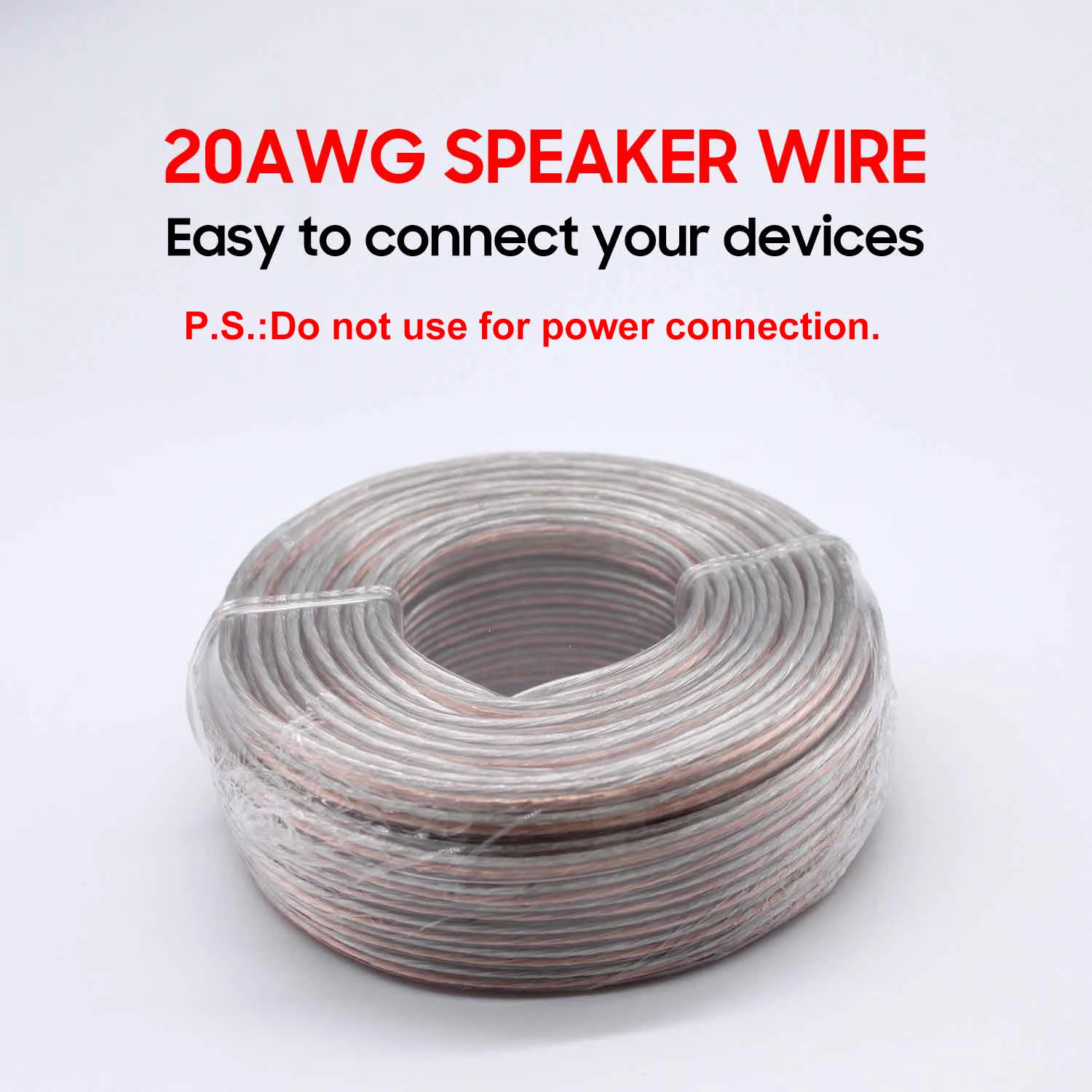 Transparent 20AWG Speaker Wire 328FT CCA for Home Theater Stereo Surround Sound Radio