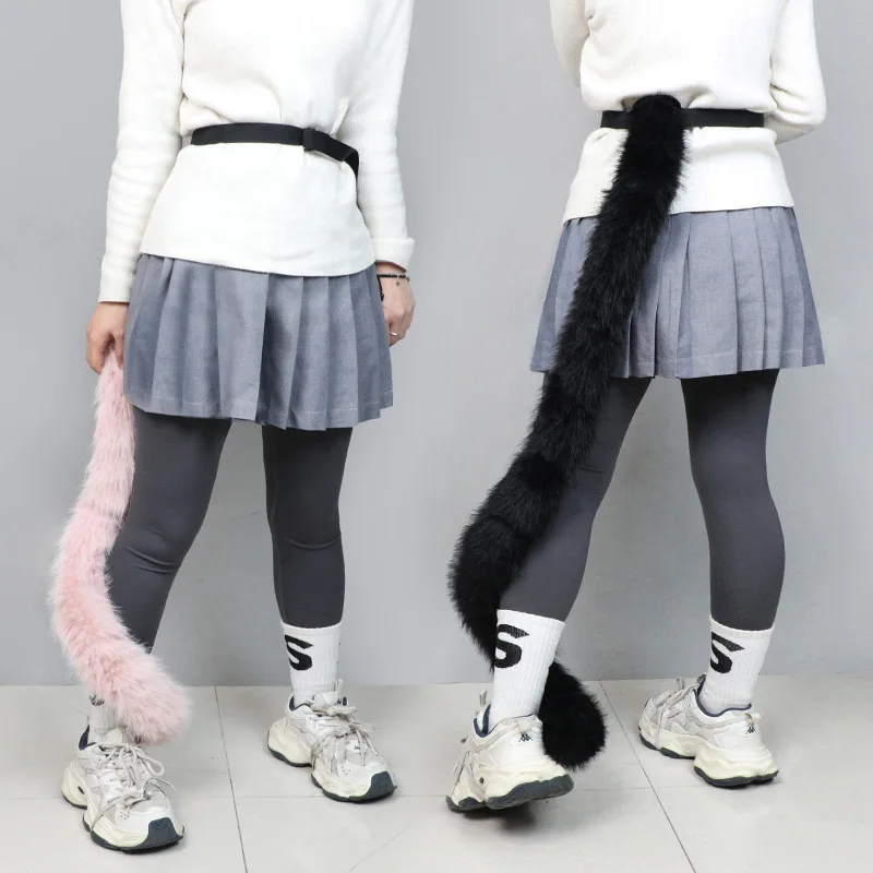 

New Plush 120cm Long Tail Furry Animal Cat Wolf Leopard Tails Fursuit Party Anime Cosplay Costume Props Role Playing Accessories
