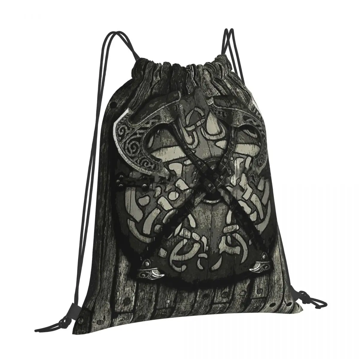 Battle Shield V-Viking Age Cool Print borse con coulisse uomo donna zaino da viaggio borsa da viaggio per adolescenti tasca multifunzione