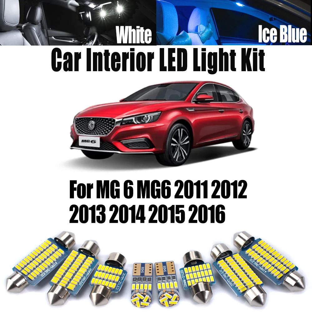 

12Pcs Canbus LED Interior Trunk Number Plate Reading Dome Light Kit For MG 6 MG6 2011 2012 2013 2014 2015 2016 Car Accessories