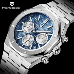 PAGANI DESIGN 2025 Luxury Sports Men Quartz Watches PD1707 VK63 Stainless Steel Sapphire Waterproof Chronograph watches for men