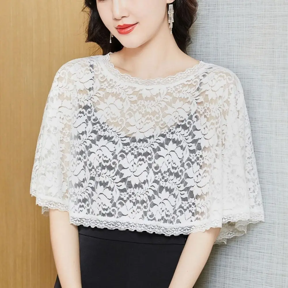 Lace Short Outer Wear Sunscreen Shawl Women Sun Clothing Summer Spring  Sun Protection Cloak Lace Thin Jacket