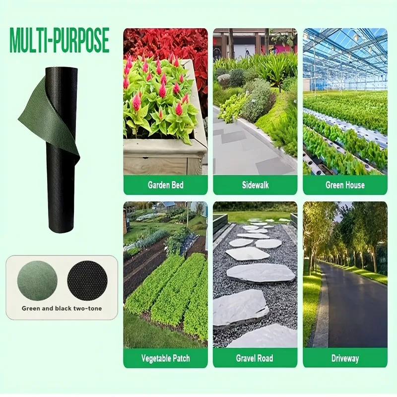 Garden Landscape Breathable Protector Weed Control Fabric Heavy Duty Driveway Gardening Mat Barrier Ground Cover Flower Plant