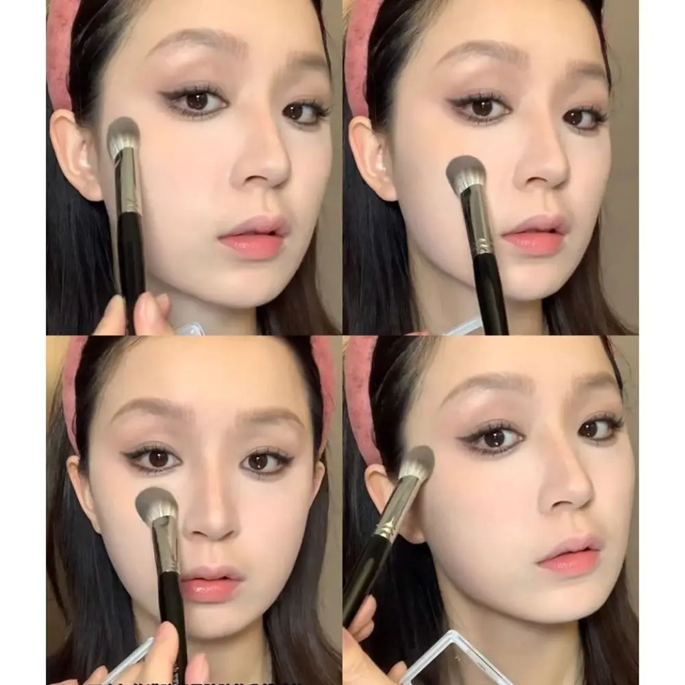 

Portable 17CM Peach Heart Blusher Brush Soft Hair Tongue-Shaped Liquid Blush Makeup Brushes Silky Flat Head Makeup Tools