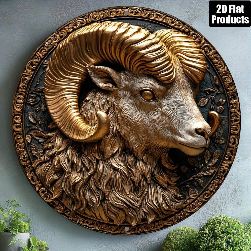 

Sheep Theme Round Metal Plaque Sign, Home Decor Suitable for Bar Kitchen Cafe Family Room Office Decoration