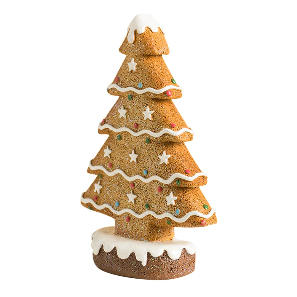 

Holiday Christmas Tree Decoration Gingerbread Shaped Resin Craft Tabletop Centerpiece for Festive Home Office Mantel Display