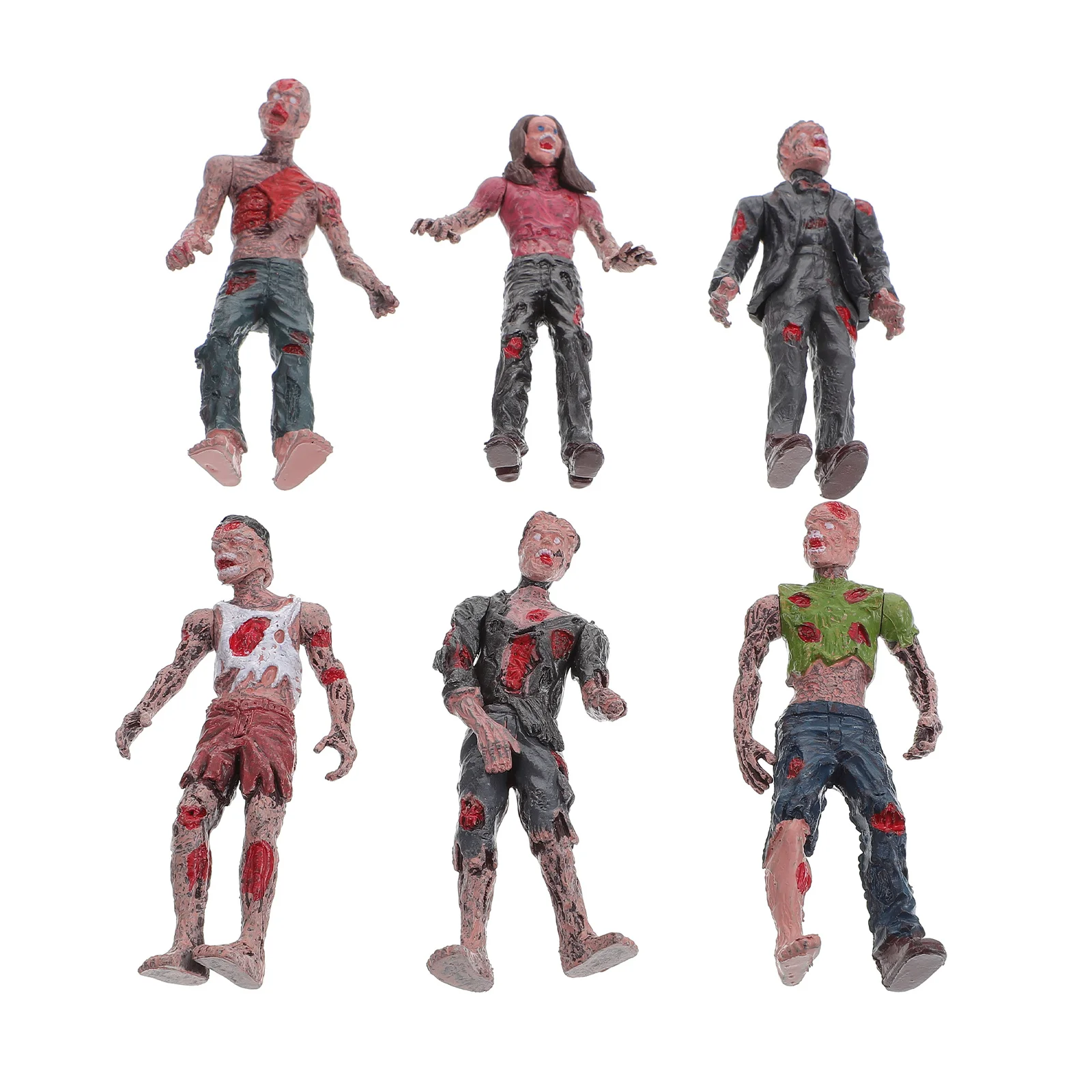 Bonecas de simulação de zumbi animado, modelos de plástico, adereços de festa de cadáver de terror, figuras de layout, brinquedos de ação mini