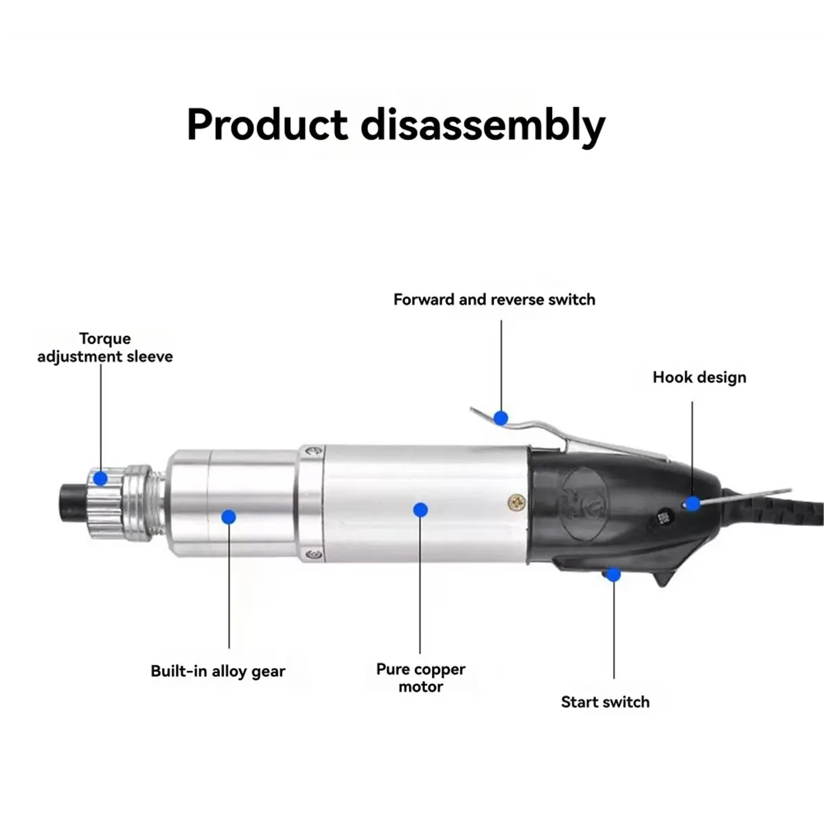 A74U 802 Electric Screwdriver with 2 Bits Stepless Speed AC220V DC Powered Electric Screwdriver Regulation Repair Tool