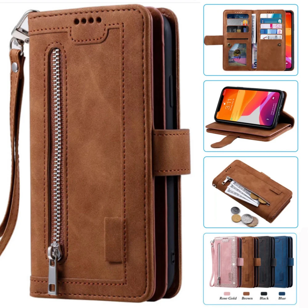 For Oppo A98 Case Card Slot Zipper Flip Folio with Wrist Strap Carnival For Oppo A98 Cover 9 Cards Wallet Case