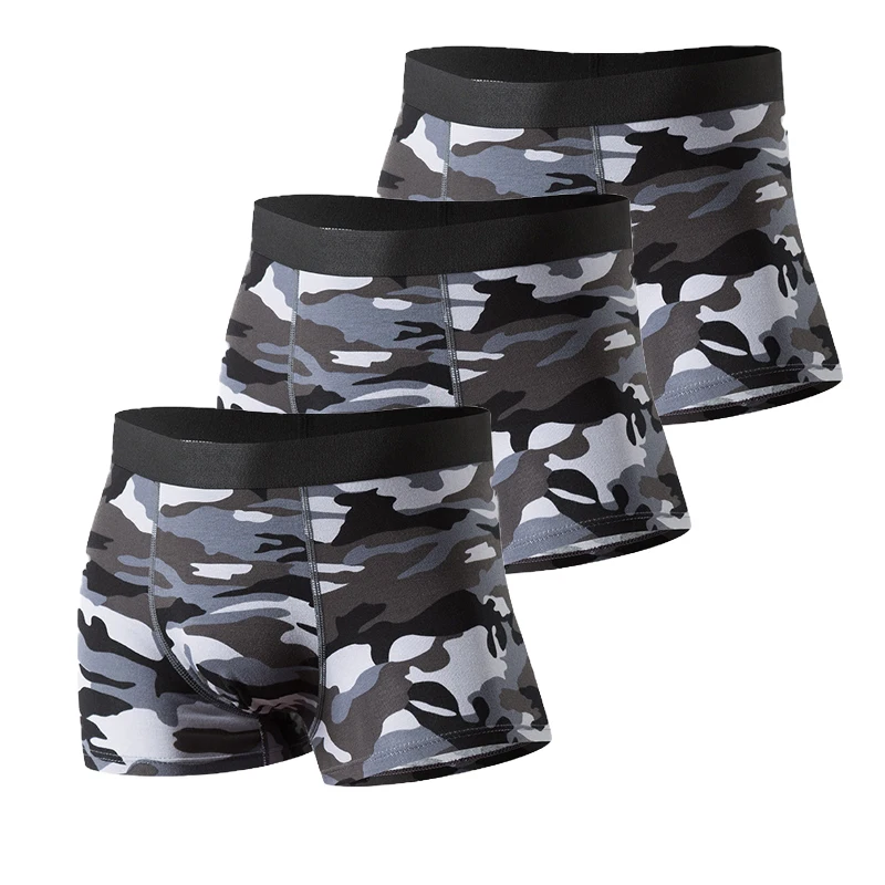 Brand Camouflage Sexy Underwear Men Military Mens Cotton Boxers Panties XXXL Gray Boxer Shorts Comfortable Pack mutande Uomo New