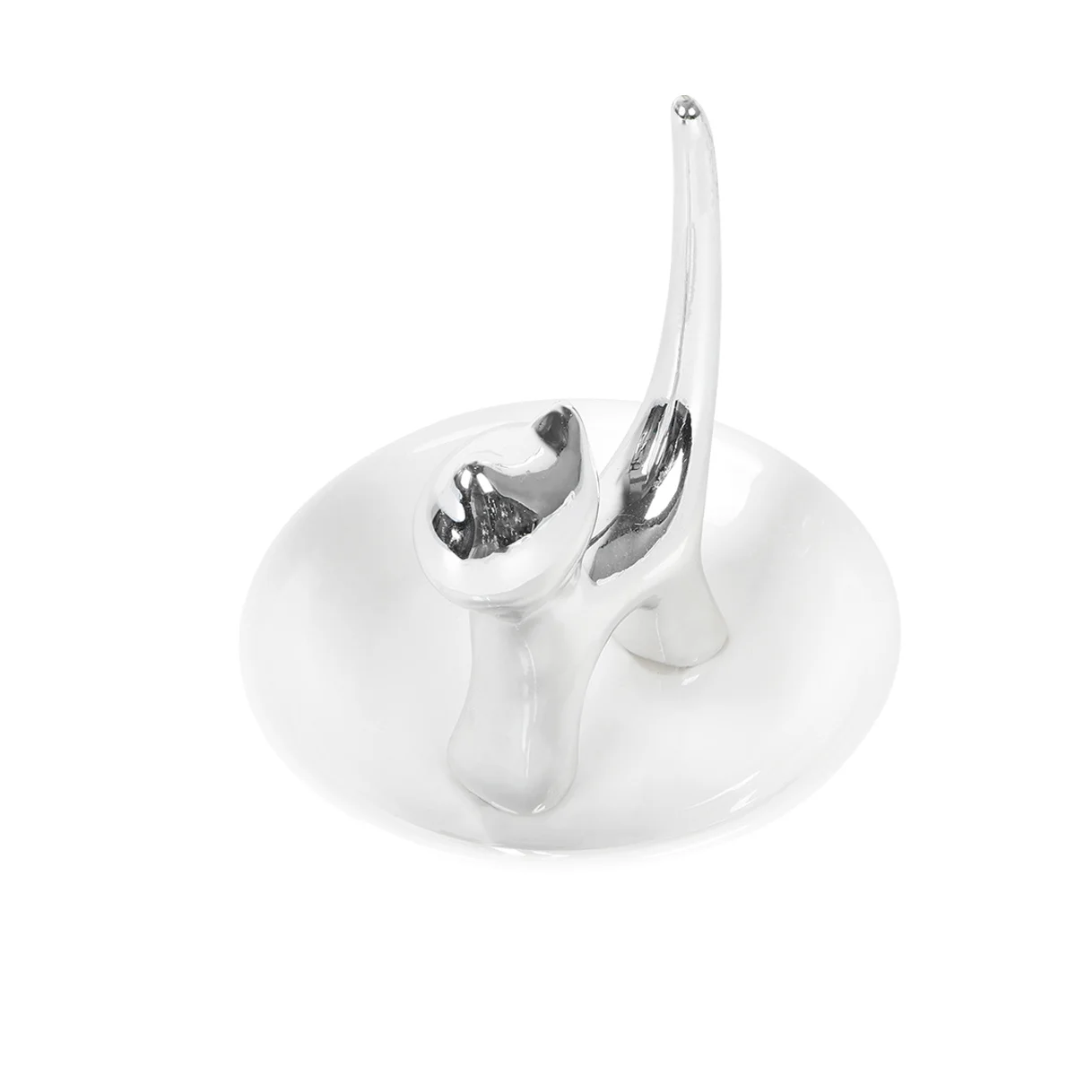 

Ceramic Jewelry Dish Silver Cat Design Elegant Trinket Tray Storage for Rings Earrings Keys Jewelry Plate for Women Girls