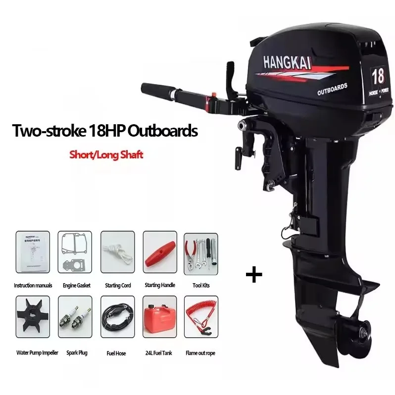 Hangkai Two-stroke 18HP Petrol Outboards Motor With F-N-R Gear Water-Cooling Outboards Engines For Assault Boat Plastic Boats