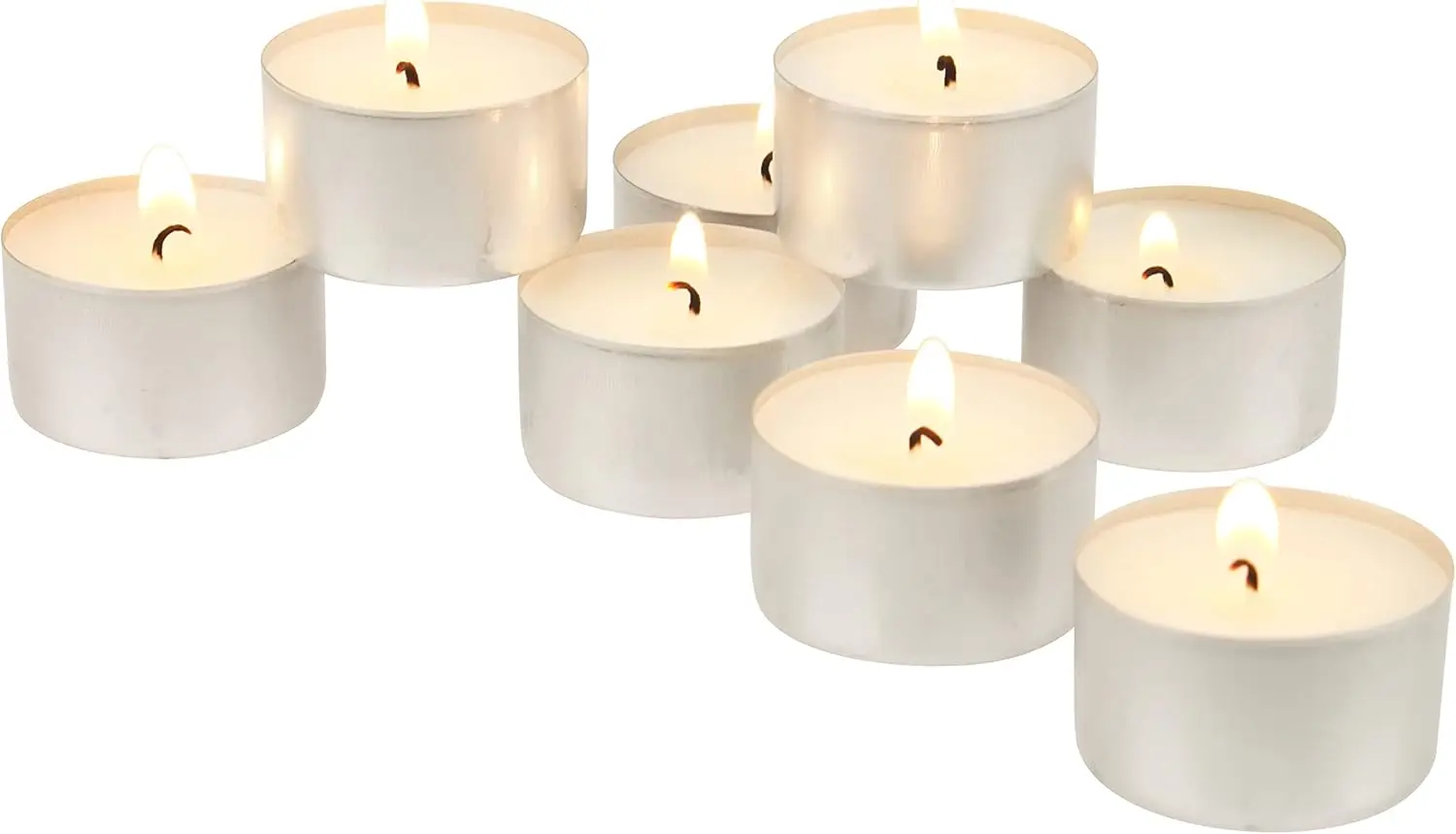 

100 Pack Unscented 8 Hour Extended Burn Time Tea Light Candles, White, 100 Count