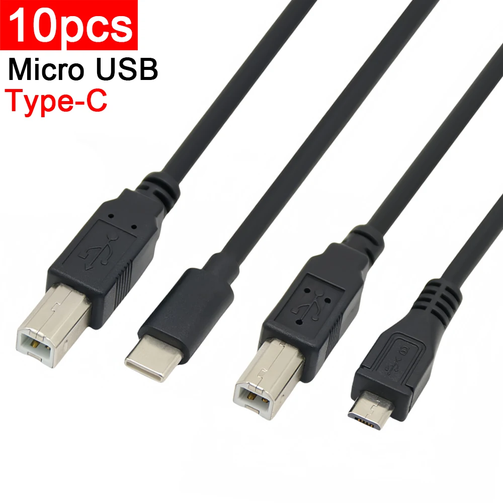

10pcs Type-C to Printer, Smart Piano Data Adapter Cable, Micro To USB Square Port