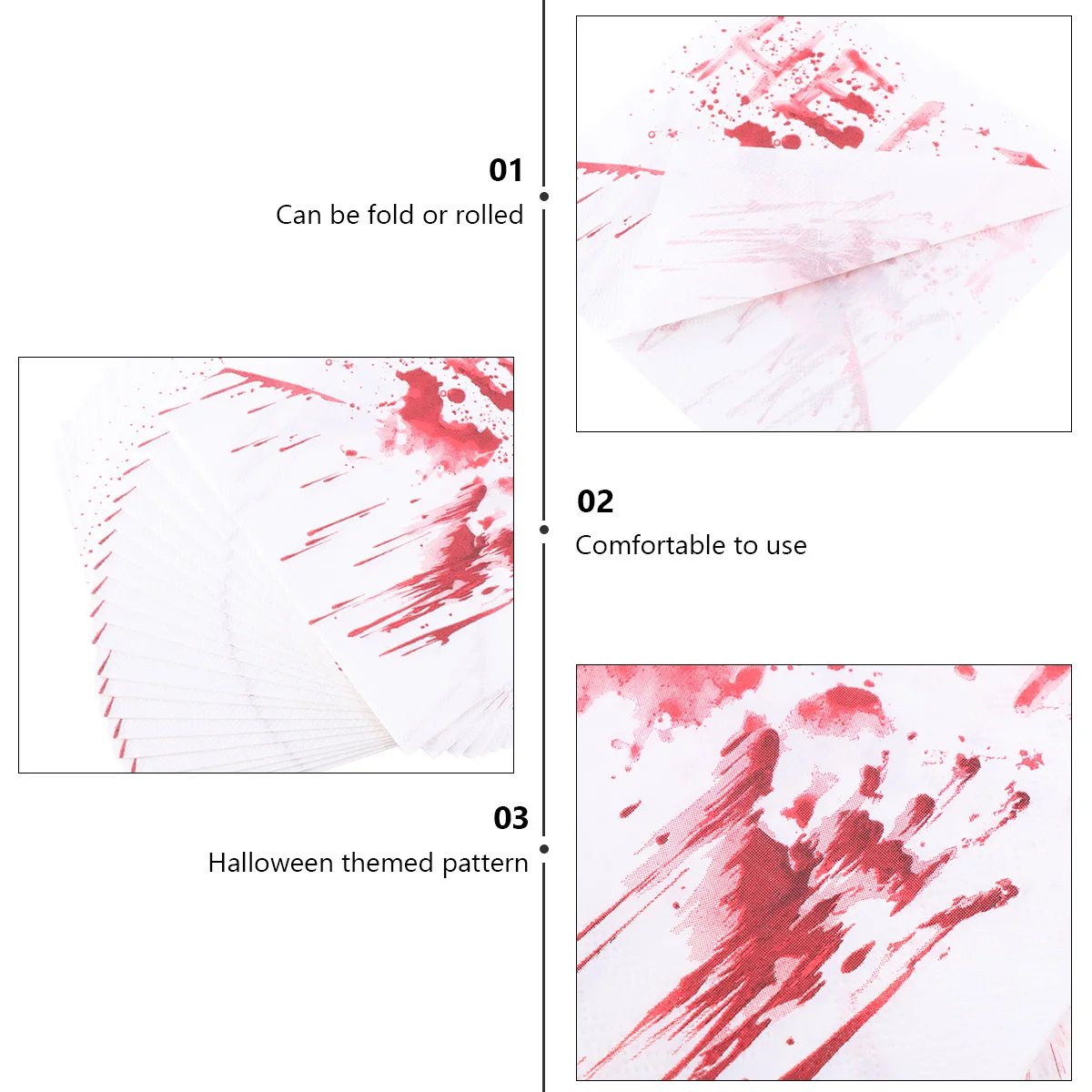 

40pcs Halloween Party Napkins Festive Themed Unique Blood Handprint Printed Disposable Tissues for Halloween Supplies Decor