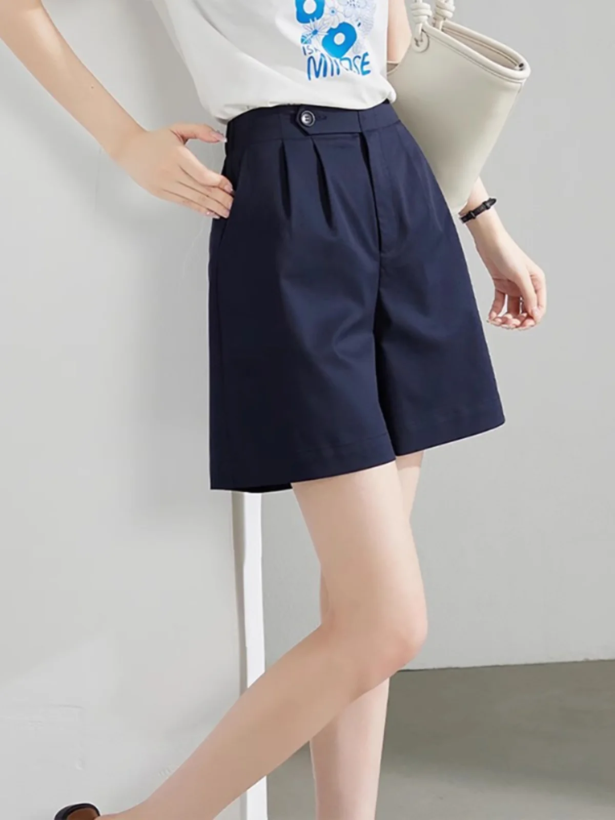 Pantaloni lunghi da donna a vita media, a gamba dritta, casual, leggeri, a trapezio, sciolti e snellenti, di marca Outlet